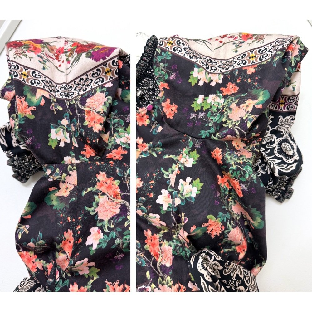 Alice + Olivia Janis Mini Dress Mock Neck Dream Castle Floral Black White 0 - Picture 16 of 16